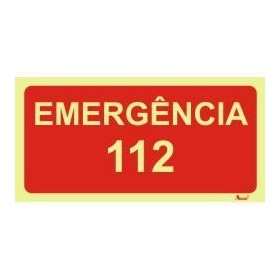 Placa de sinalização Emergência 112 